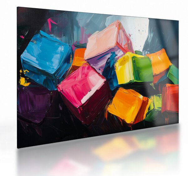 Skleněný obraz - Barevné krychle (70x50 cm)