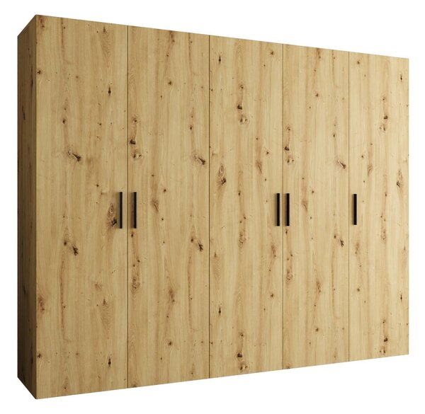 Šatní skříň 250 cm Borry 1 (dub artisan + černá)
