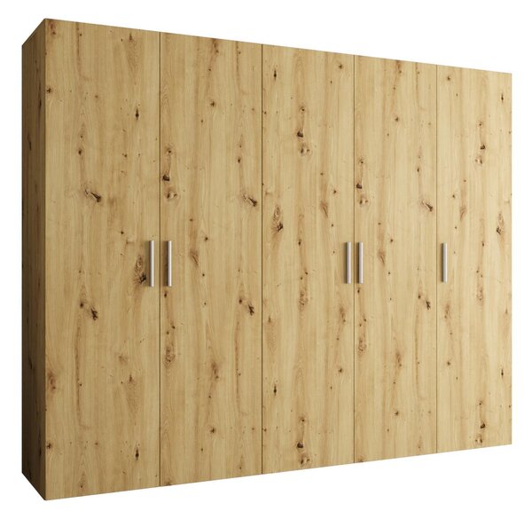 Šatní skříň 250 cm Borry 1 (dub artisan + stříbrná)