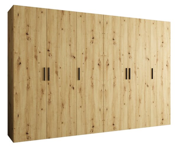 Šatní skříň 300 cm Borry 1 (dub artisan + černá)