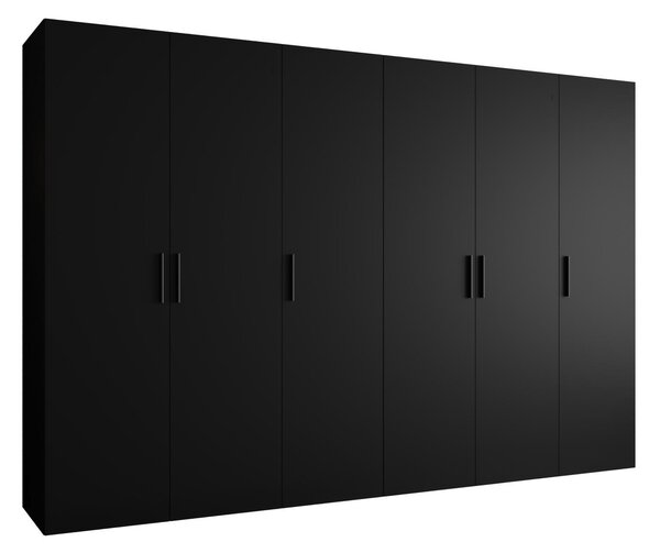 Šatní skříň 300 cm Borry 1 (černá + černá)