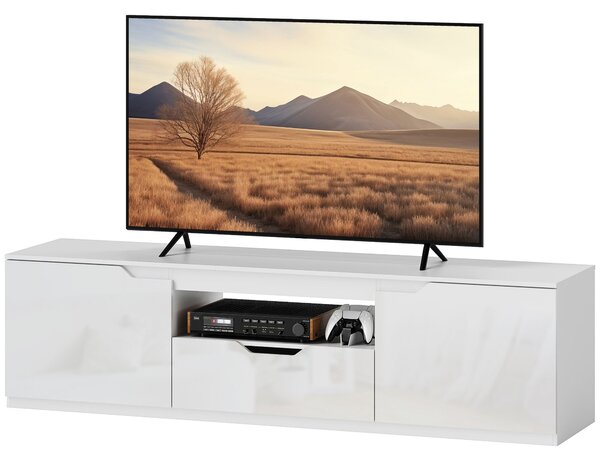 HOMCOM Televizní Skříňka s 2 Dveřmi, Zásuvkou, 160 cm Dlouhá Televizní Stojan pro Televize do 65 Palců, Televizní Stol z Kabelovou Správou pro Obývací