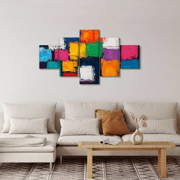 Obraz - Malba barevných čtverců (125x70 cm)