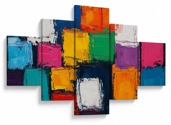 Obraz - Malba barevných čtverců (125x70 cm)