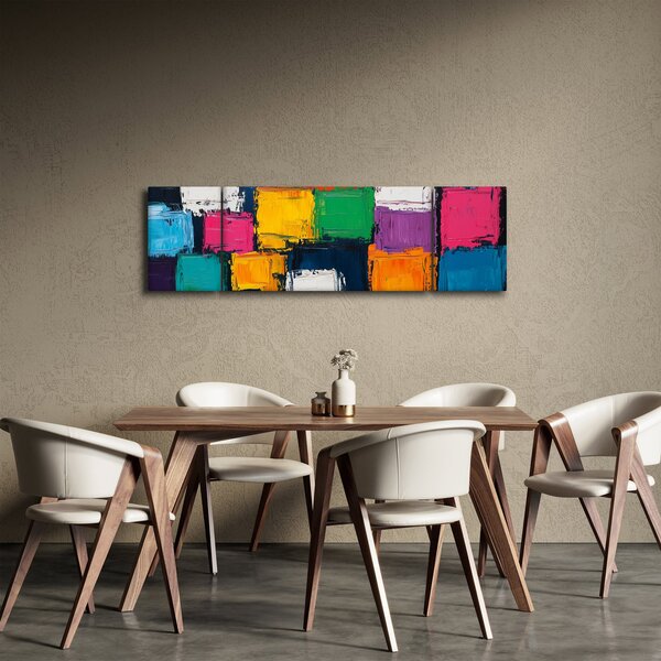 Obraz - Malba barevných čtverců (170x50 cm)
