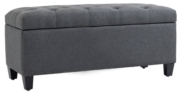 HOMCOM Čalouněná lavice se zásuvným boxem, 100 x 40 x 44 cm, tmavě šedá | Aosom