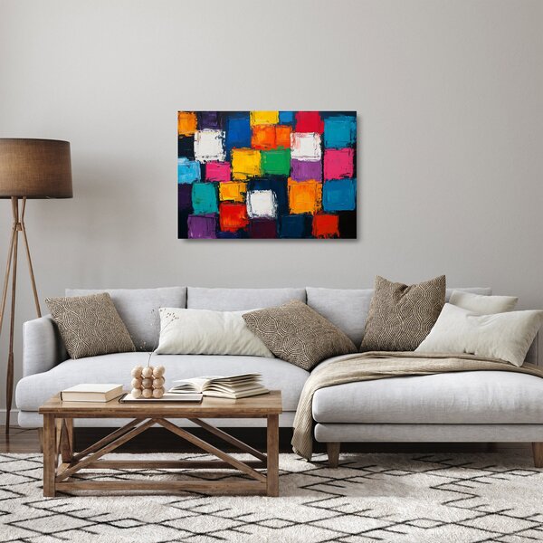Skleněný obraz - Malba barevných čtverců (70x50 cm)