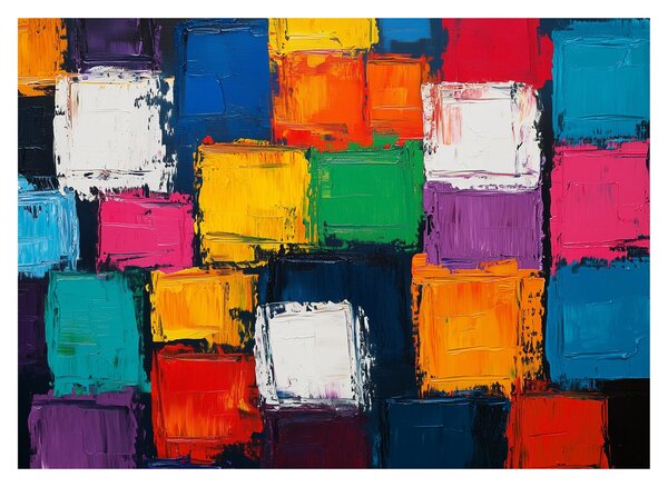 Obraz - Malba barevných čtverců (70x50 cm)