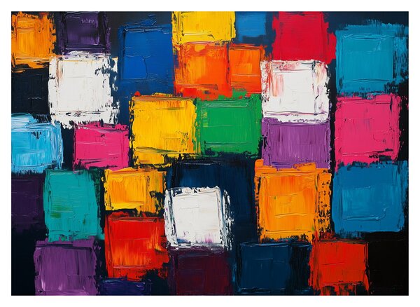 Skleněný obraz - Malba barevných čtverců (70x50 cm)