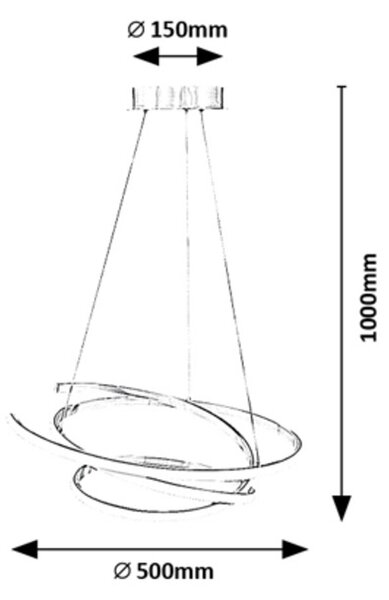 Rabalux Chromové závěsné LED svítidlo Esilda 500mm 42W 72020