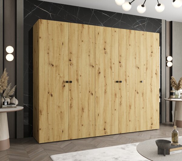 Šatní skříň 250 cm Parna 1 (dub artisan + černá)