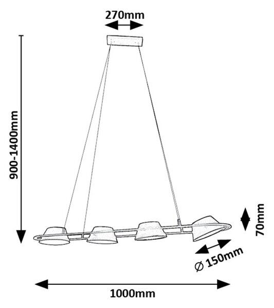 Rabalux Černé závěsné LED svítidlo Odiss 1000mm 36W 72218