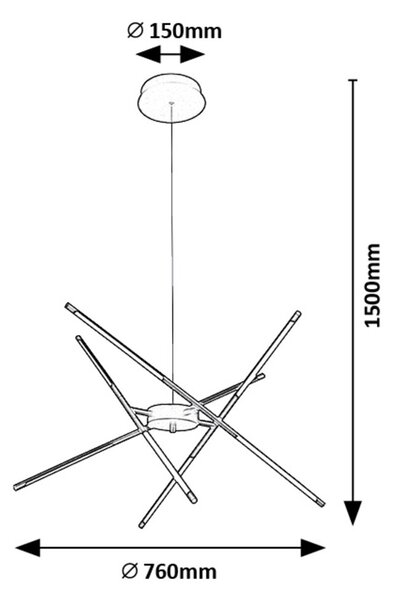 Rabalux Černé závěsné LED svítidlo Henli 760mm 30W 72237