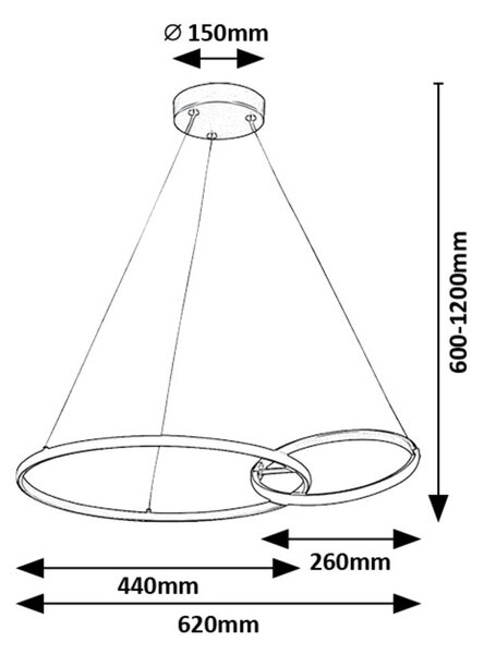 Rabalux Černo-zlaté závěsné LED svítidlo Emilion 620mm 36W 72296