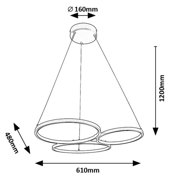 Rabalux Černé závěsné LED svítidlo Formand 610mm 38W 72297