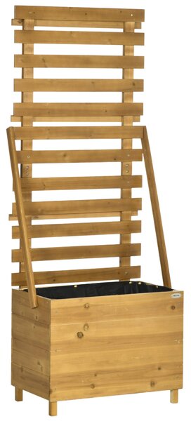Vyvýšený záhon Outsunny s treláží, květinová bedýnka se 3 policemi, do zahrady a na terasu, hnědé, 63 x 39 x 160 cm | Aosom