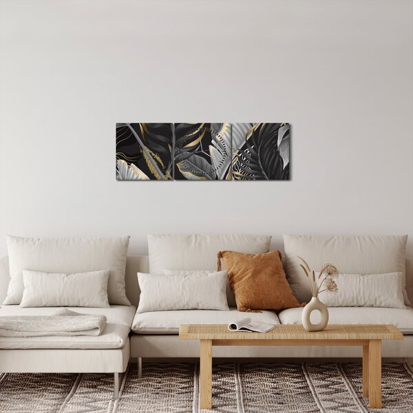 Obraz - Zlatá džungle (s hodinami) (90x30 cm)