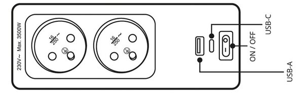 Ecolite Bílé LED svítidlo pod kuchyňskou linku se zásuvkou a USB 60cm 18W TL3191-LED18W