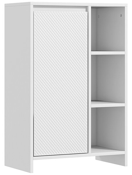 Koupelnová skříň HOMCOM, úložný nábytek se 3 otevřenými přihrádkami a 1 skříňkou s nastavitelnou policí, 53 x 30 x 80 cm, bílá | Aosom