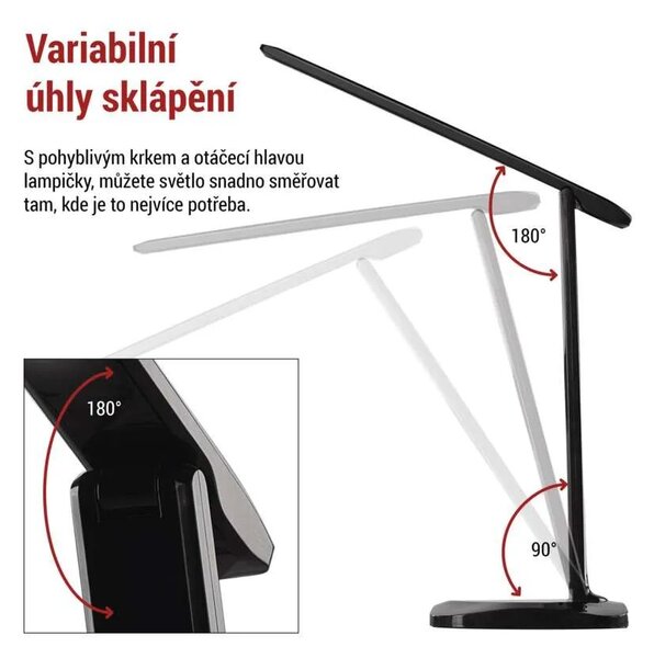 EMOS Černá LED stolní lampička Chase 7,2W Z7619B
