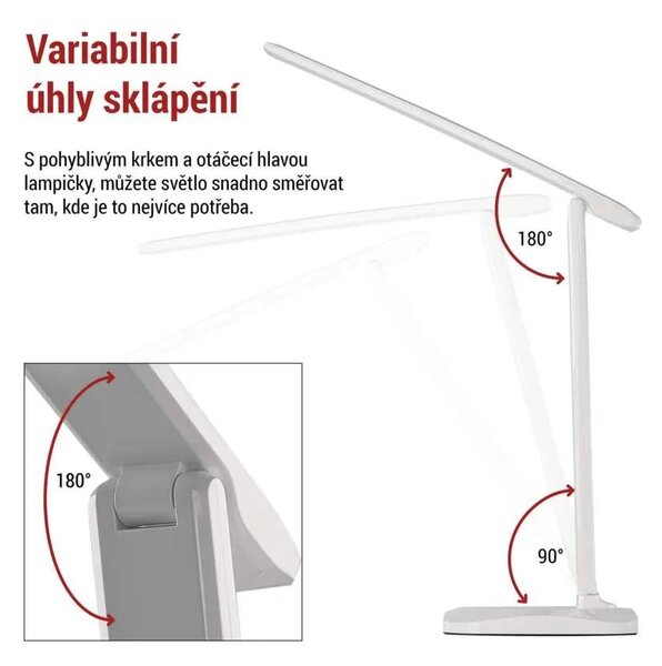 EMOS Bílá LED stolní lampička Chase 7,2W Z7619W