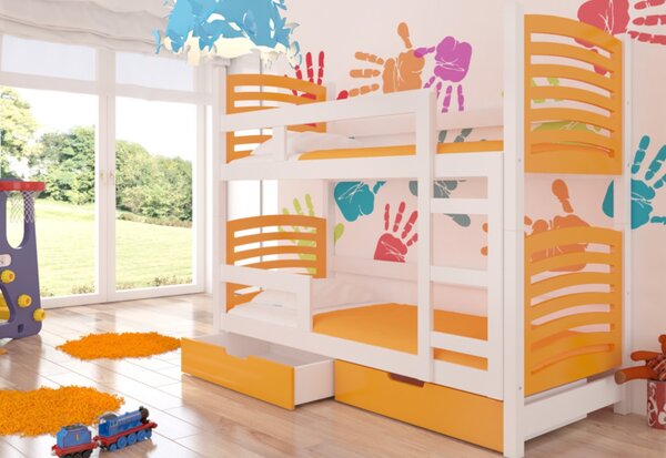 Dětská patrová postel OSUNA, 180x75, bílá/oranžová