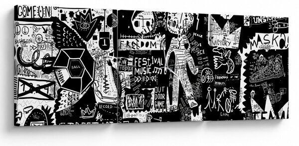 Obraz - Graffiti (s hodinami) (90x30 cm)