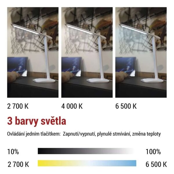 EMOS Bílá LED stolní lampička Chase 7,2W Z7619W