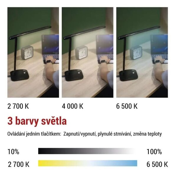 EMOS Černá LED stolní lampička Chase 7,2W Z7619B
