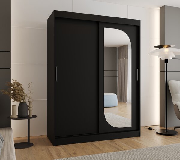 Šatní skříň 150 cm Lulu (černá). Akce -21%