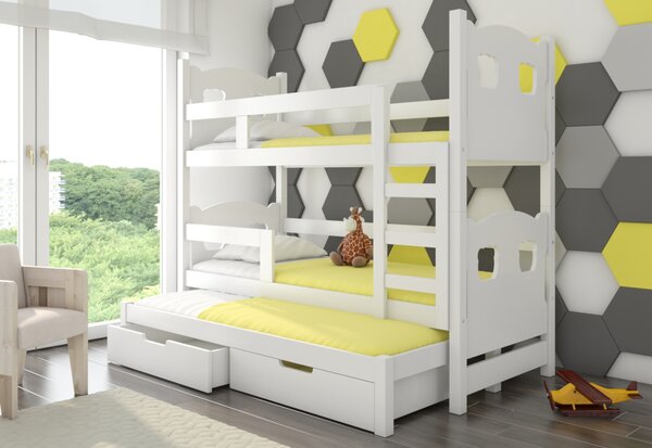 Dětská patrová postel LETICIA, 180x75, bílá