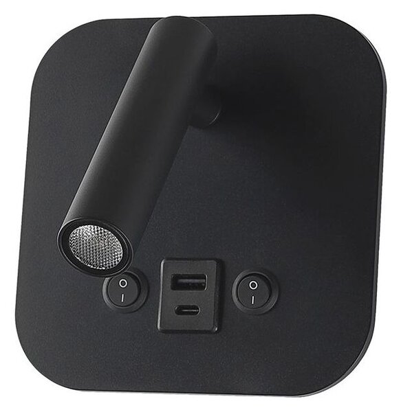 LED Solution Černé nástěnné LED svítidlo s USB/PD nabíjením 8W 240036