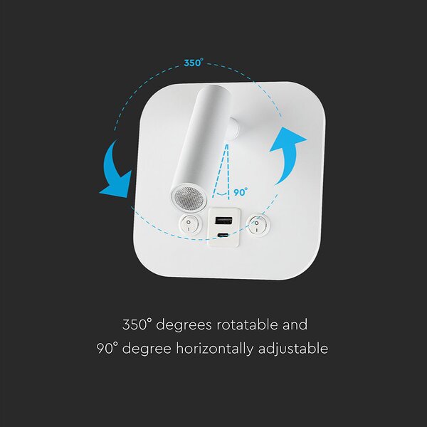 LED Solution Bílé nástěnné LED svítidlo s USB/PD nabíjením 8W 240026