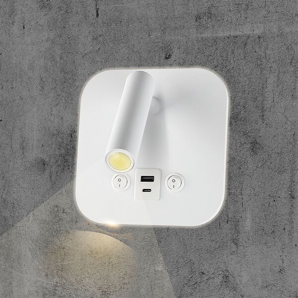 LED Solution Bílé nástěnné LED svítidlo s USB/PD nabíjením 8W 240026