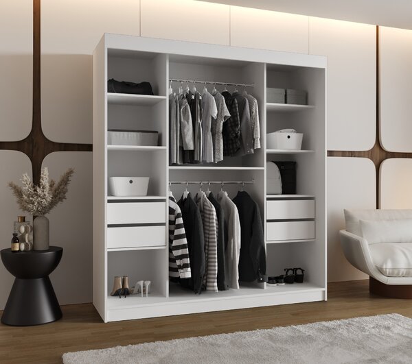 Šatní skříň 180 cm Ulta (bílá). Akce -20%