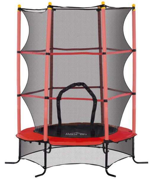 HOMCOM Dětská trampolína Ø163 cm se sítí, krytem okrajů, zahradní trampolína pro děti 3-10 let, s nosností až 50 kg, Červená | Aosom
