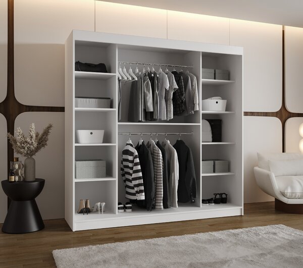 Šatní skříň 200 cm Ronny (bílá). Akce -20%