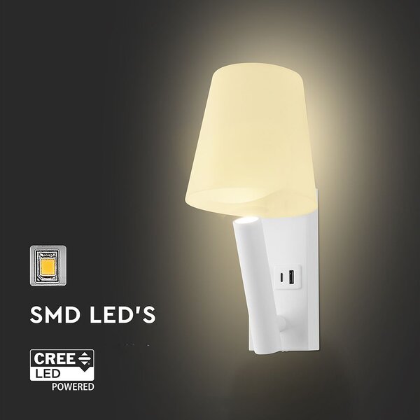 LED Solution Bílé nástěnné LED svítidlo s USB/PD nabíjením 2W 240006