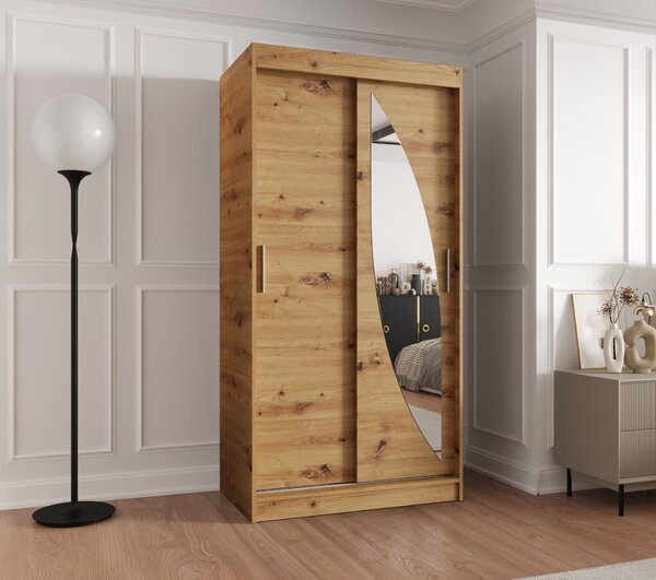 Šatní skříň 100 cm Milain (dub artisan). Akce -21%