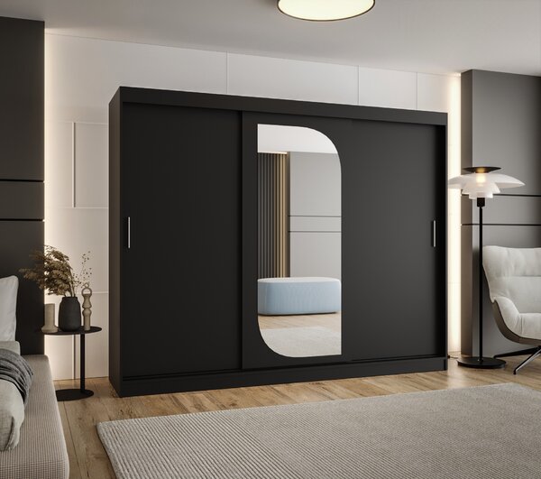 Šatní skříň 250 cm Lulu (černá). Akce -21%