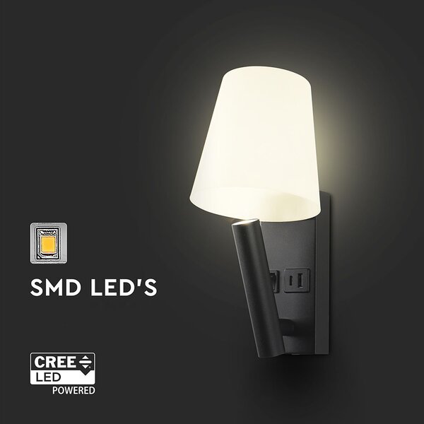 LED Solution Černé nástěnné LED svítidlo s USB/PD nabíjením 2W 240016