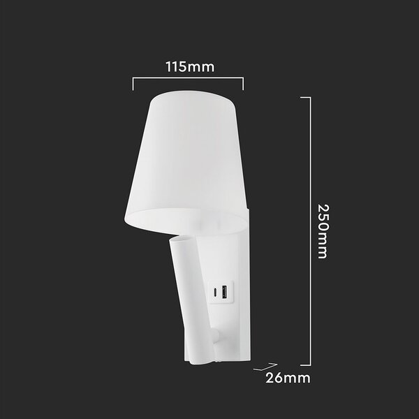 LED Solution Bílé nástěnné LED svítidlo s USB/PD nabíjením 2W 240006