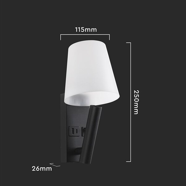 LED Solution Černé nástěnné LED svítidlo s USB/PD nabíjením 2W 240016