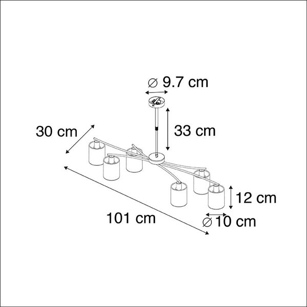 Chytré závěsné svítidlo černé nastavitelné vč. 6 Wifi B35 - Lofty