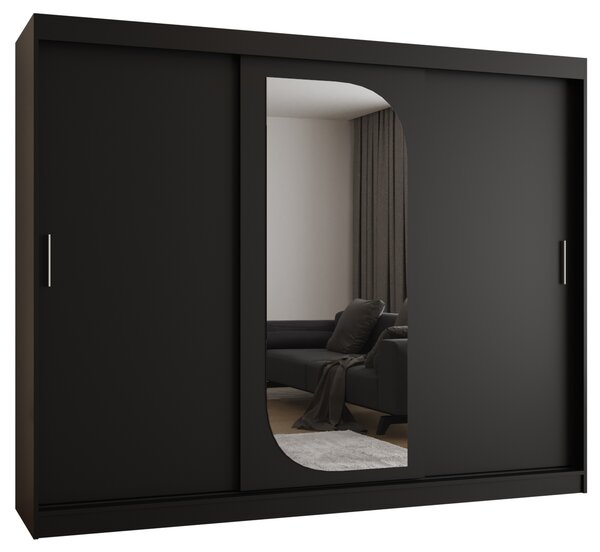 Šatní skříň 250 cm Lulu (černá). Akce -21%
