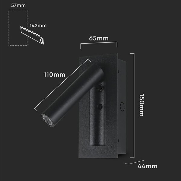 LED Solution Černé vestavné LED svítidlo 2W 239996