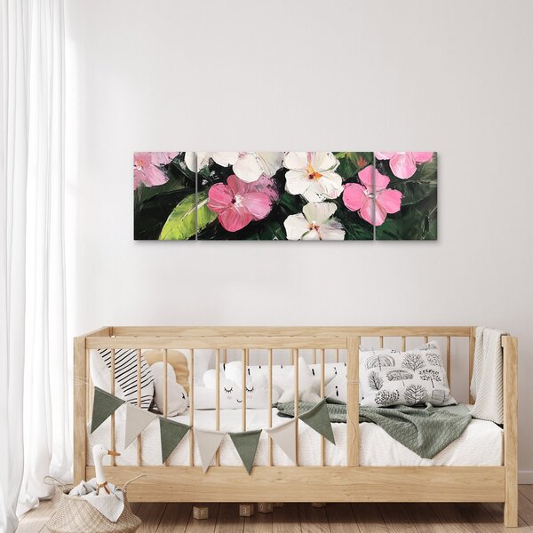 Obraz - Růžové a bílé květy (170x50 cm)