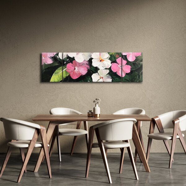 Obraz - Růžové a bílé květy (170x50 cm)