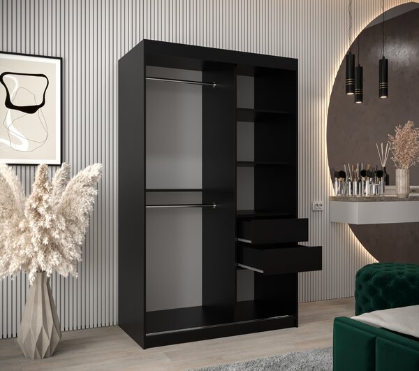 Šatní skříň 120 cm Mokka (černá). Akce -21%