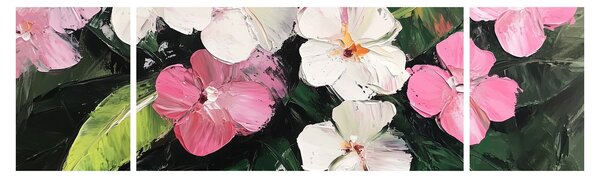 Obraz - Růžové a bílé květy (170x50 cm)
